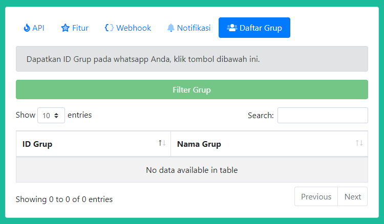 Memfilter id_group pada whatsapp